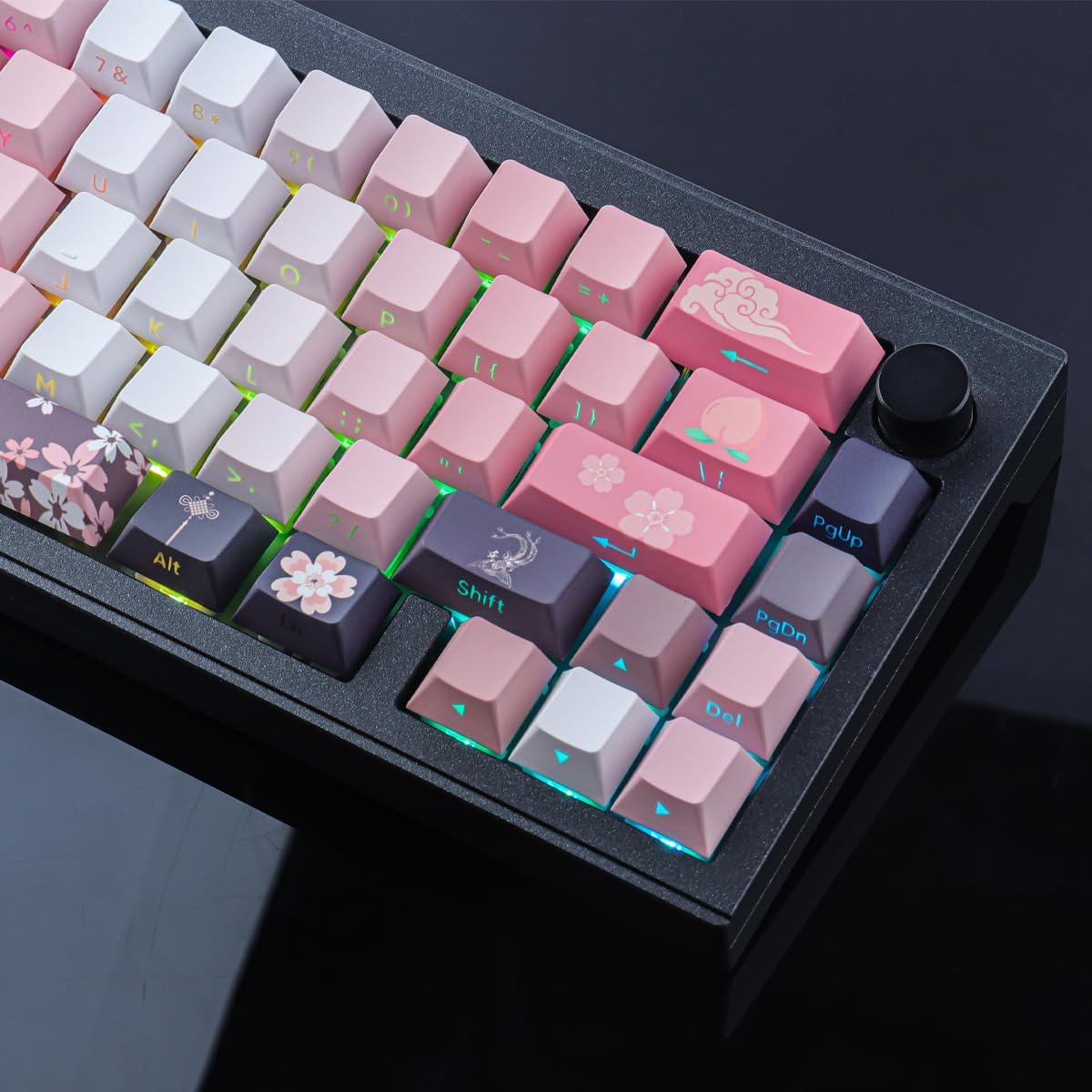 JOMKIZ PBT keycaps, 135 Keys Double Shot Keycaps Side Engraved Transparent Keycap Set Cherry Profile Backlit Keycaps for Cherry MX Switch ASIN/ISO Layout Mechanical Keyboard