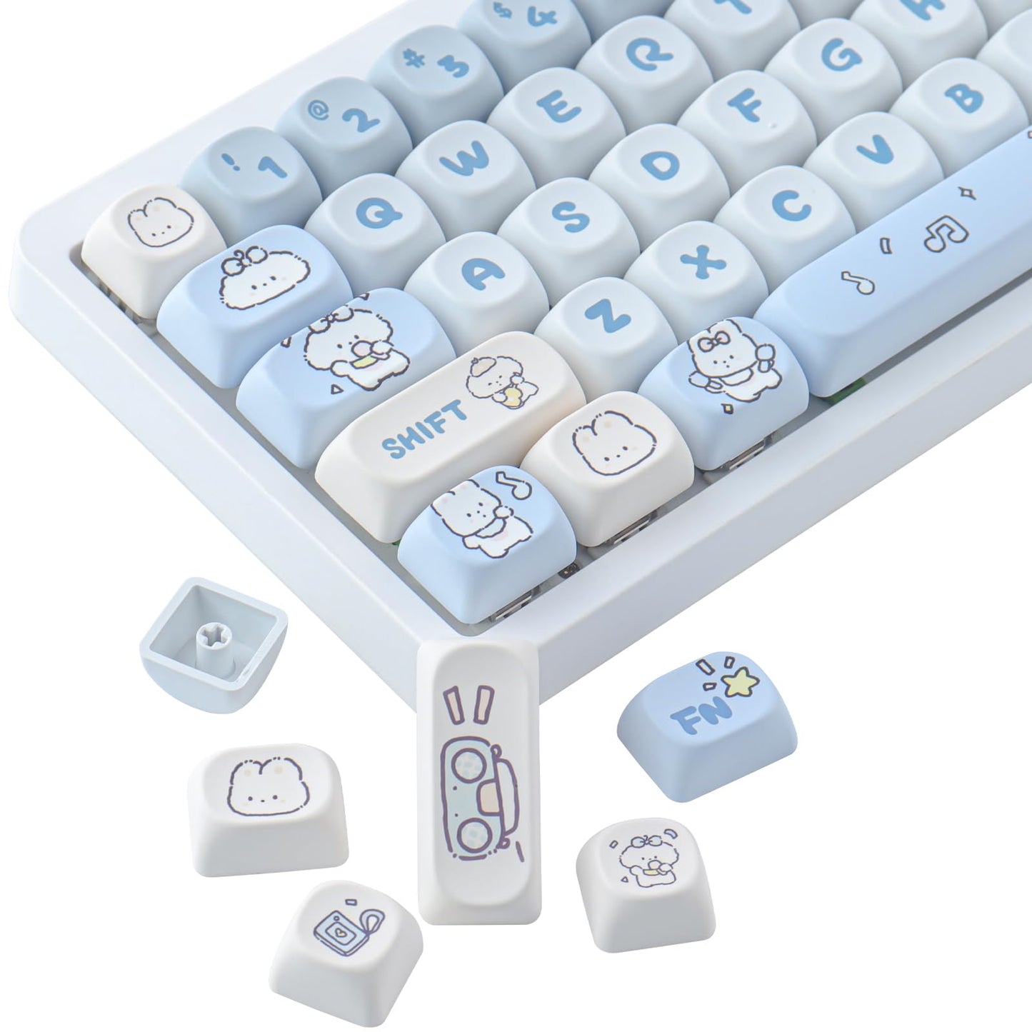 JOMKIZ MOA Profile PBT Keycaps 60 Percent, 142 Keys Custom Dye Sublimation ANSI Layout Keycaps Set for Cherry MX Magnetic Switch Mechanical Keyboard