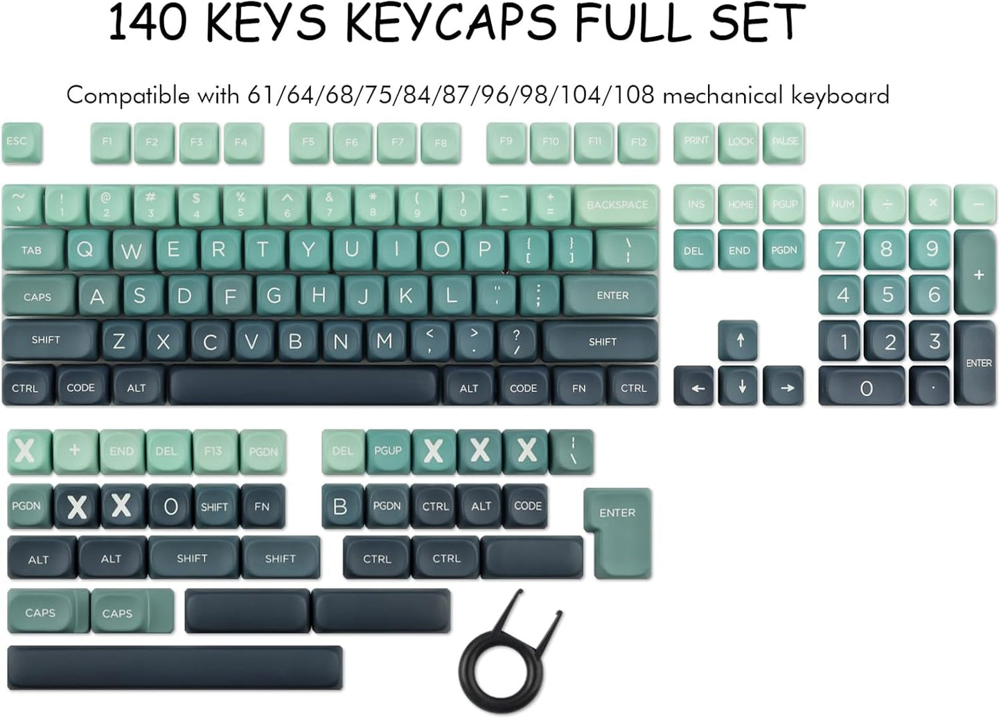 JOMKIZ 140 Keys PBT Keycaps, MOA Profile ANSI Layout Cute Keycaps Set, Compatible for Cherry MX Switches Mechanical Keyboards
