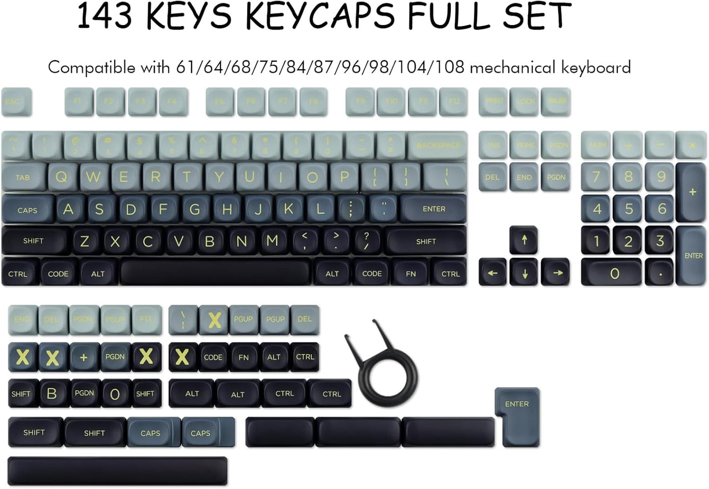JOMKIZ 143 Keys Cute MOA Profile PBT Keycaps Set for Magnetic Switch Keyboard