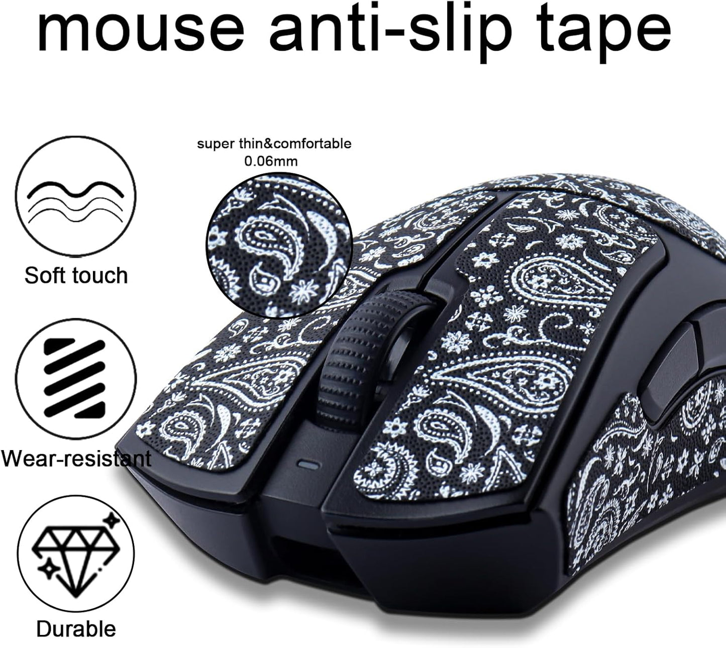 JOMKIZ Mouse Grip Tape fit for Razer Viper/Viper Ultimate, Self-Adhesive, PreCut, Sweat-Resistant, Professional Mice Upgrade Kit,for The Most Demanding Gamers and Esportsmen(6 Pieces)