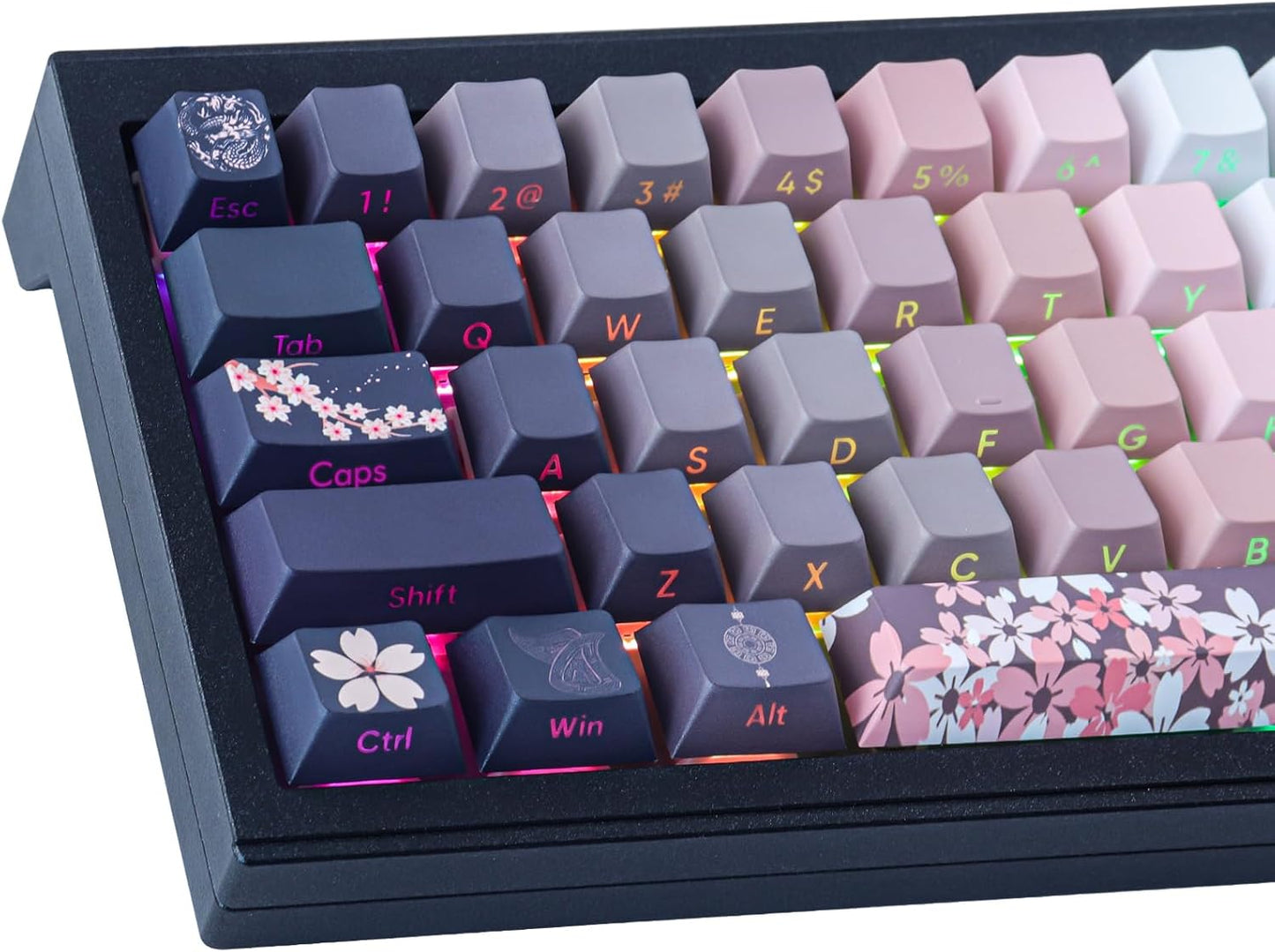 JOMKIZ PBT keycaps, 135 Keys Double Shot Keycaps Side Engraved Transparent Keycap Set Cherry Profile Backlit Keycaps for Cherry MX Switch ASIN/ISO Layout Mechanical Keyboard
