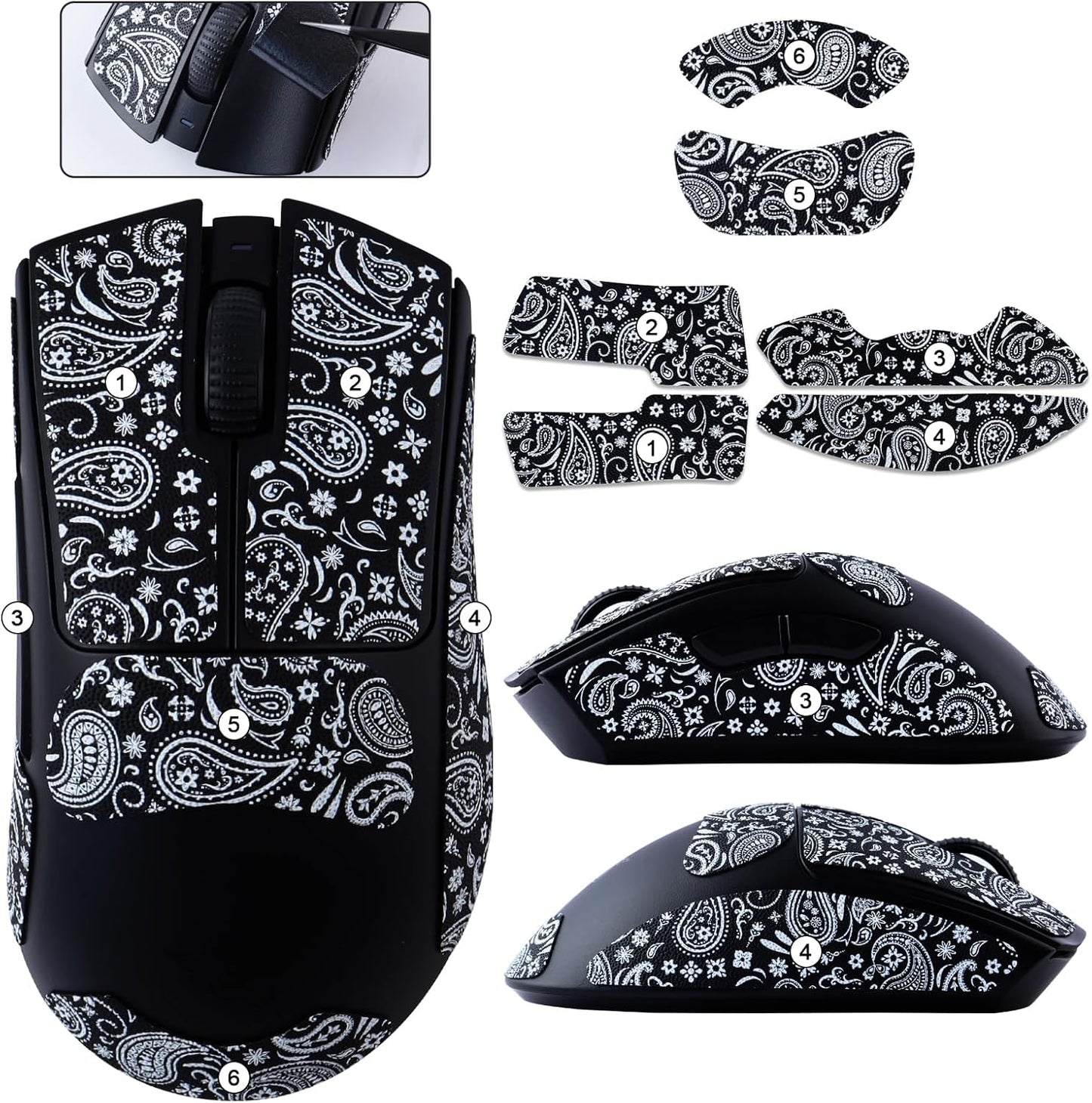 JOMKIZ Mouse Grip Tape fit for Razer Viper/Viper Ultimate, Self-Adhesive, PreCut, Sweat-Resistant, Professional Mice Upgrade Kit,for The Most Demanding Gamers and Esportsmen(6 Pieces)