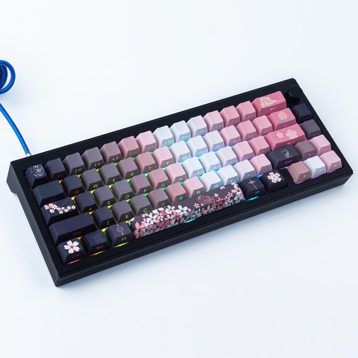 JOMKIZ PBT keycaps, 135 Keys Double Shot Keycaps Side Engraved Transparent Keycap Set Cherry Profile Backlit Keycaps for Cherry MX Switch ASIN/ISO Layout Mechanical Keyboard