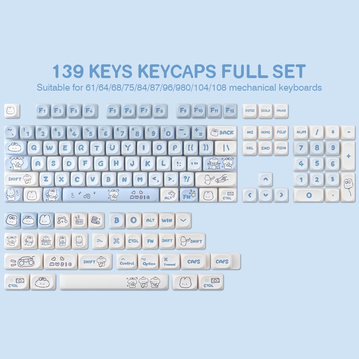 JOMKIZ 139 Keys PBT Keycaps,MOA Profile Keycaps Dye Sublimation Customized ANSI Layout Keycaps Set for Cherry MX Magnetic Switches Mechanical Keyboards