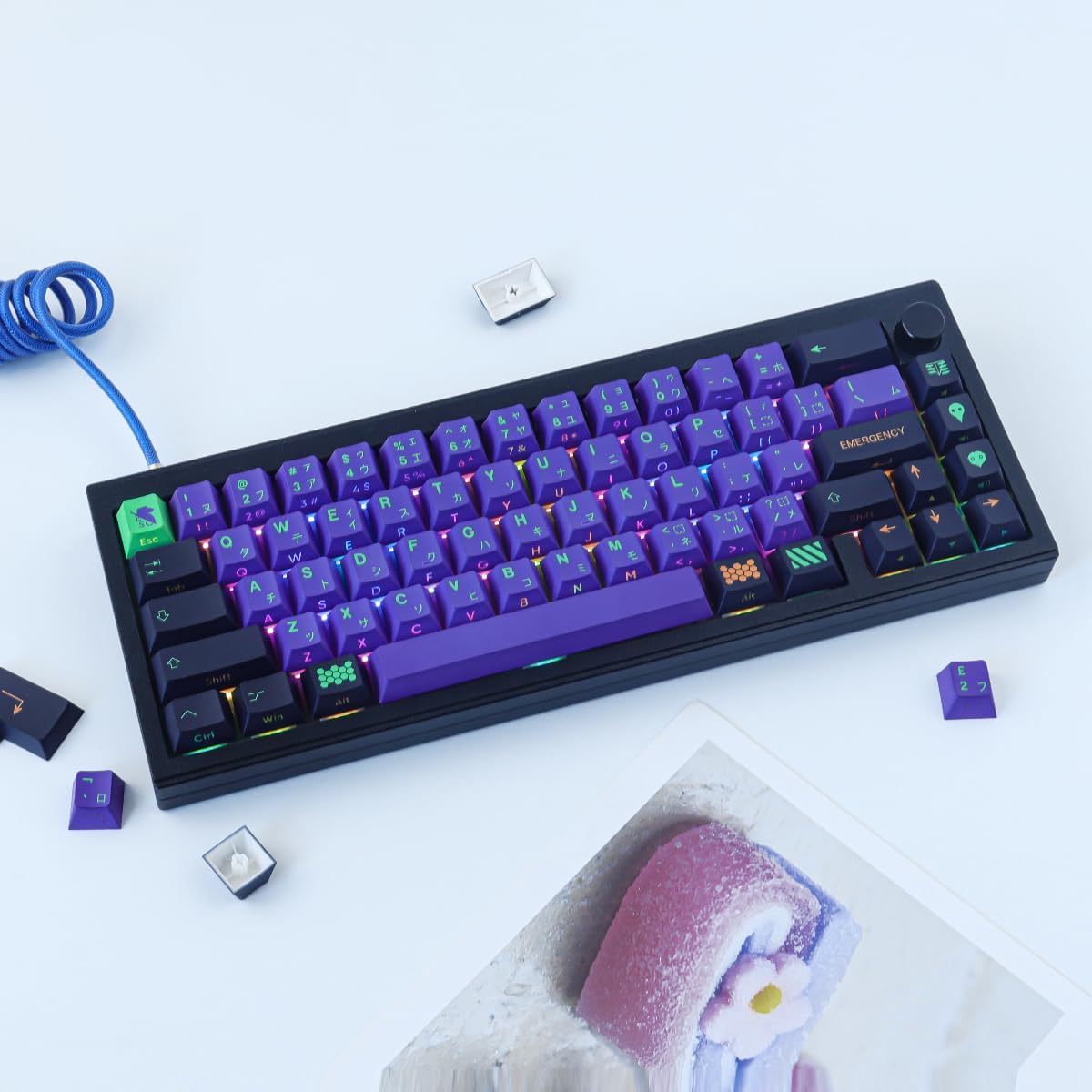 JOMKIZ PBT Keycaps,139 Keys Dye Sublimation Cherry Profile Keycaps Side Engraved Transparent Japanese Keycap Set for Cherry MX Switches Mechanical Keyboards