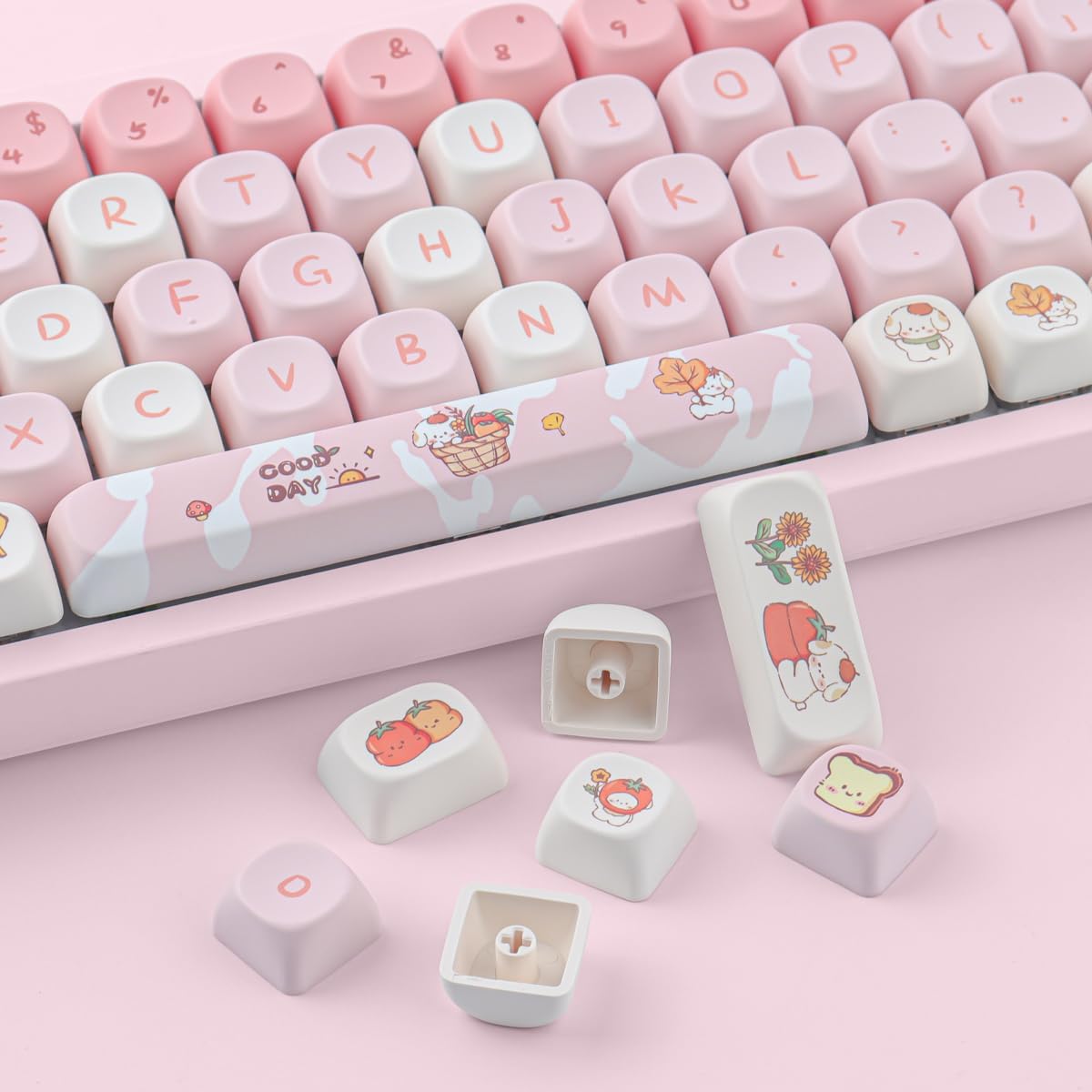 JOMKIZ MOA Profile PBT Keycaps 60 Percent, 142 Keys Custom Dye Sublimation ANSI Layout Keycaps Set for Cherry MX Magnetic Switch Mechanical Keyboard