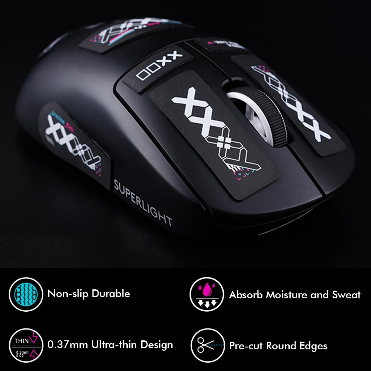 JOMKIZ Mouse Grip Tape Ultra-Thin Personalized DIY Universal Mouse Anti-Slip Stickers for Self-Adhesive,Pre-Cut,Sweat-Resistant,Professional Mice Upgrade Kit,for The Most Demanding Gamers