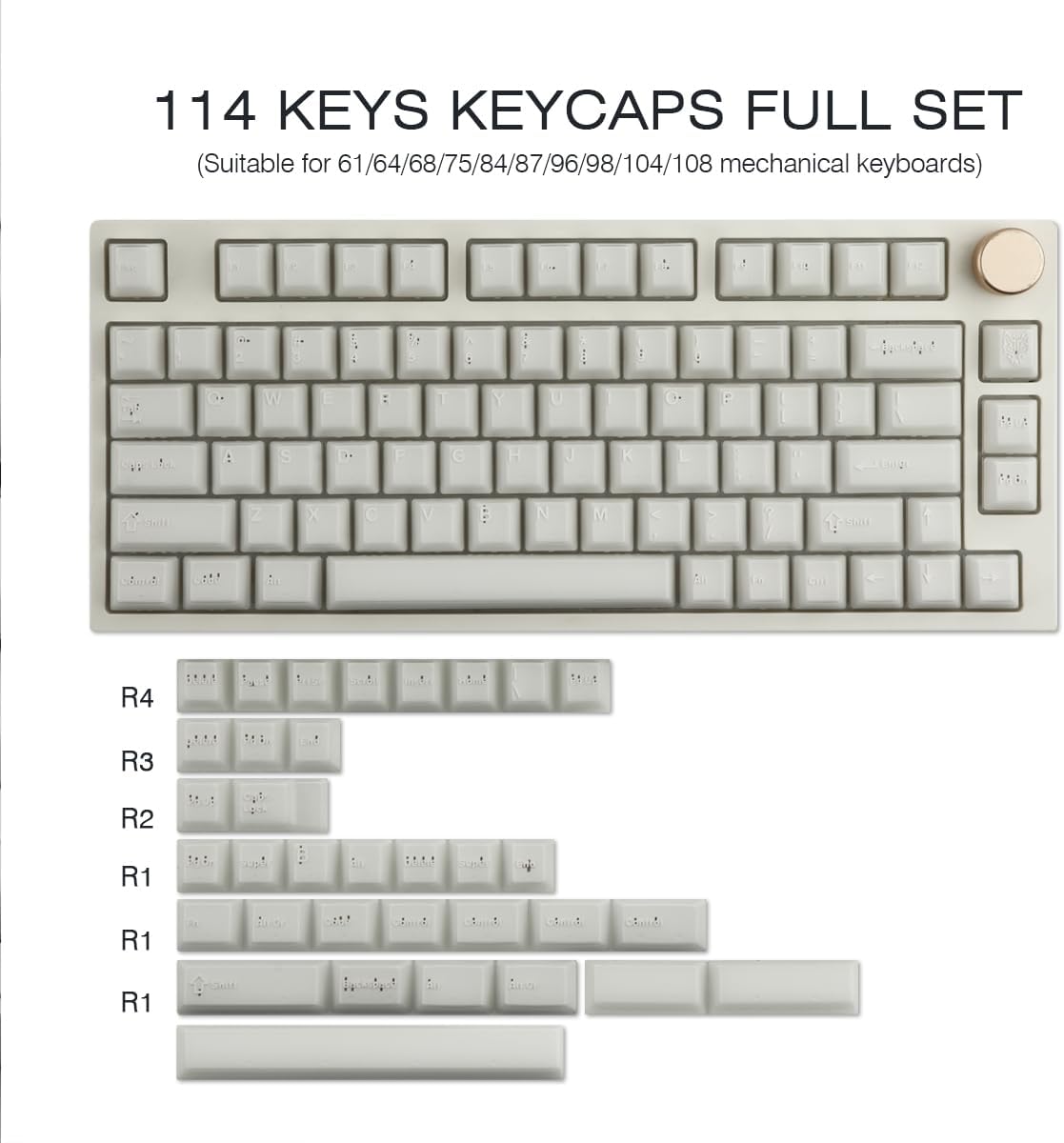 JOMKIZ Pbt Keycaps, 114 Keys Dye Sublimation Cherry Profile Keycaps Custom Keycap Set for Cherry MX Switches Mechanical Keyboards
