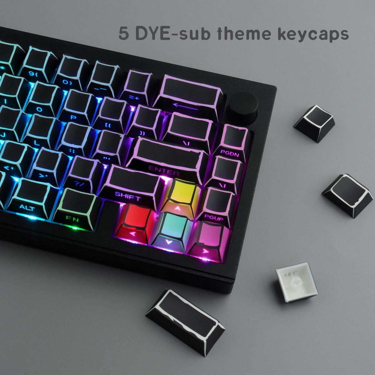 JOMKIZ PBT Keycaps,128 Keys Dye Sublimation Cherry Profile Keycaps Side Engraved Transparent Keycap Set for Cherry MX Switches ASIN/ISO Layout Mechanical Keyboards