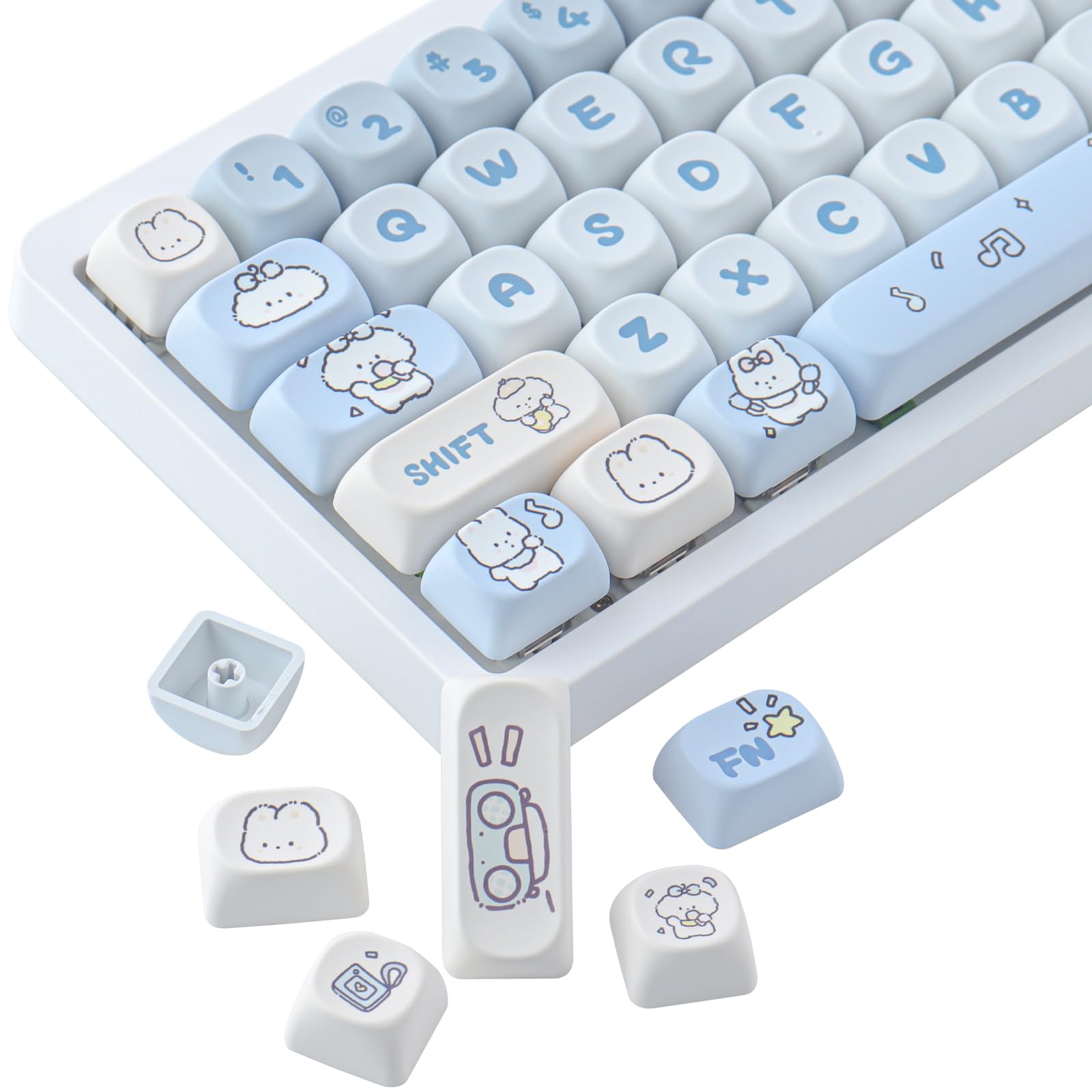 JOMKIZ MOA Profile PBT Keycaps 60 Percent, 142 Keys Custom Dye Sublimation ANSI Layout Keycaps Set for Cherry MX Magnetic Switch Mechanical Keyboard