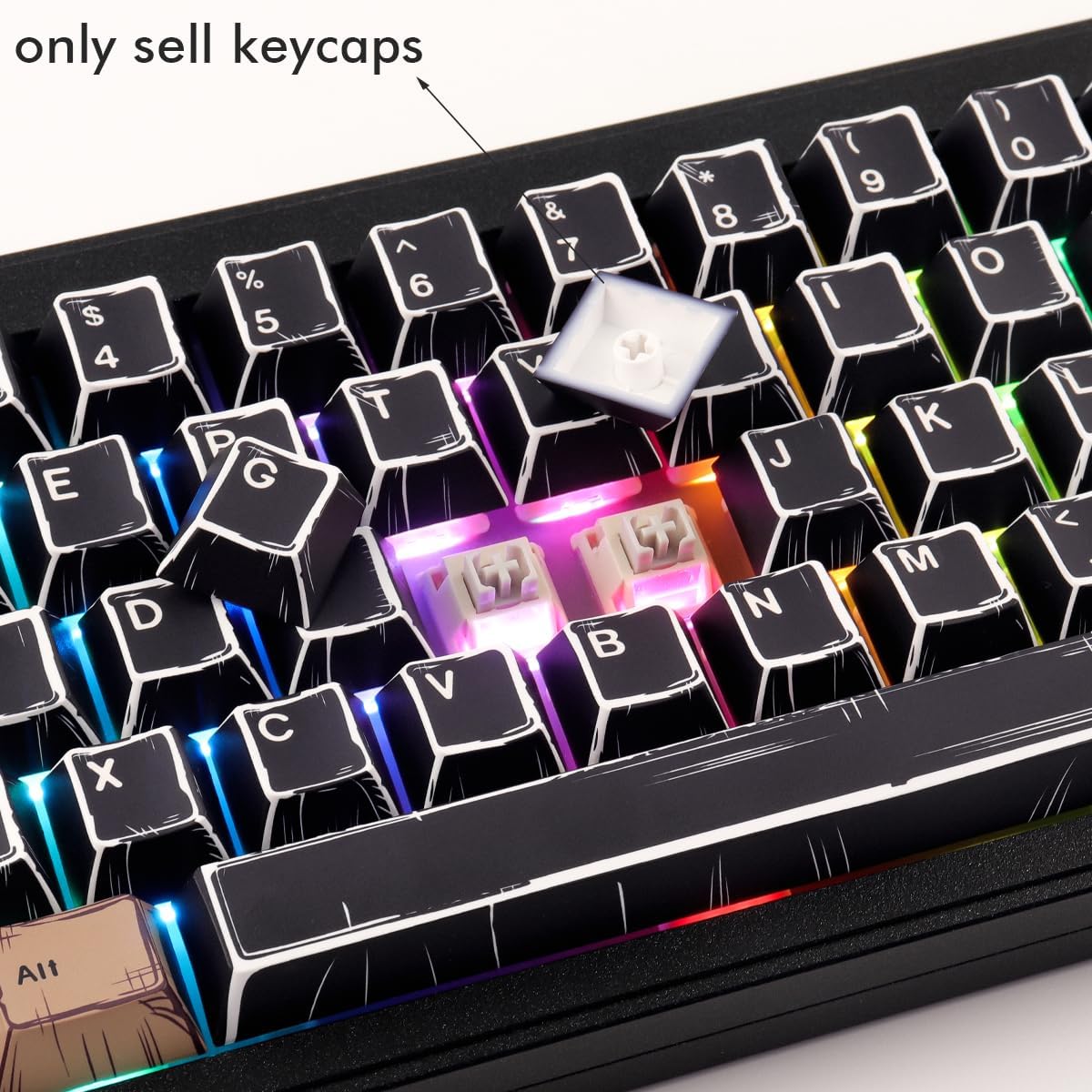 JOMKIZ PBT Keycaps,152 Keys Dye Sublimation Cherry Profile Keycaps Set for Cherry MX Switches ASIN/ISO Layout Mechanical Keyboards