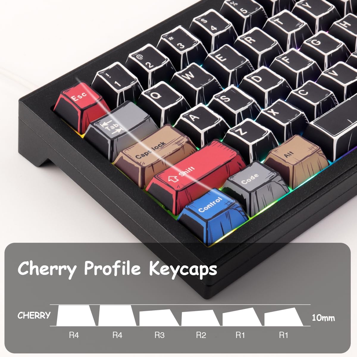 JOMKIZ PBT Keycaps,152 Keys Dye Sublimation Cherry Profile Keycaps Set for Cherry MX Switches ASIN/ISO Layout Mechanical Keyboards