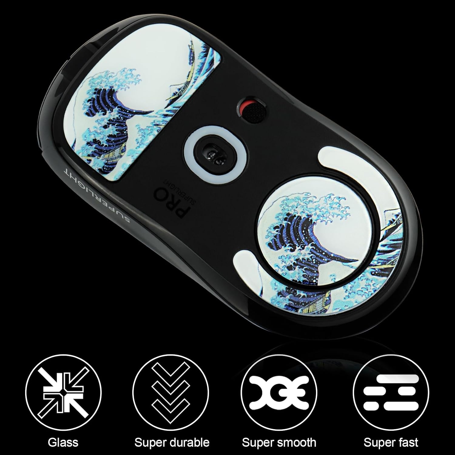 JOMKIZ Glass Mouse Feet/Skates - Smooth Pro Upgrade Kit for Logitech G Pro X Ultralight Gaming Mouse