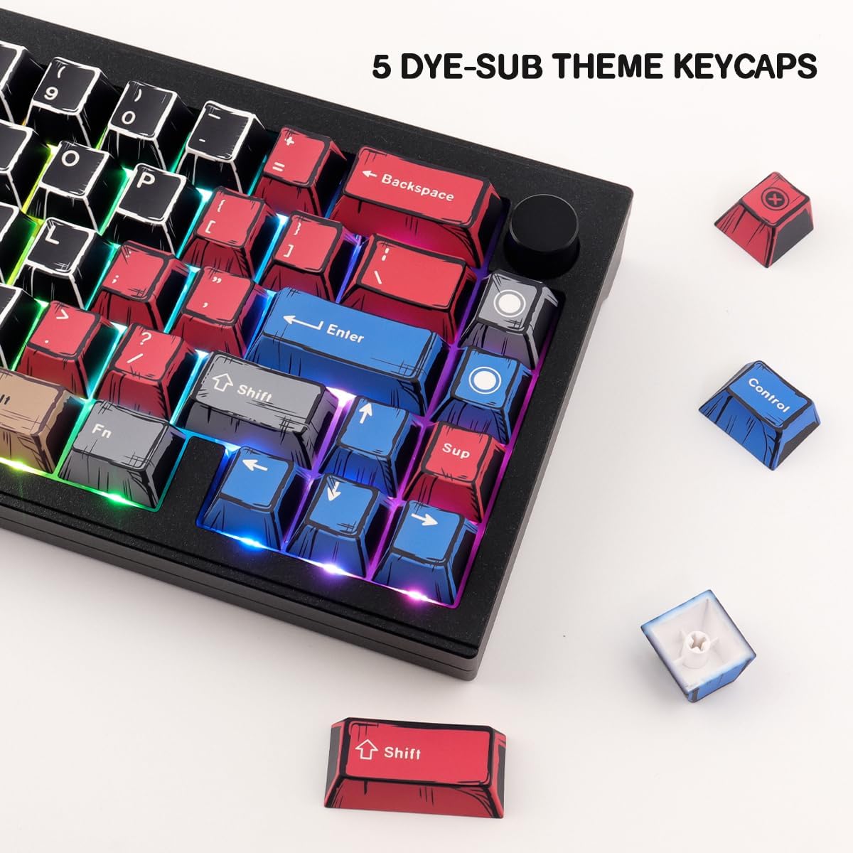 JOMKIZ PBT Keycaps,152 Keys Dye Sublimation Cherry Profile Keycaps Set for Cherry MX Switches ASIN/ISO Layout Mechanical Keyboards